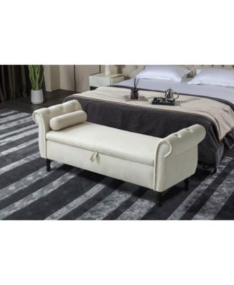 63" Velvet Multi-Use Tufted Sofa Stool
