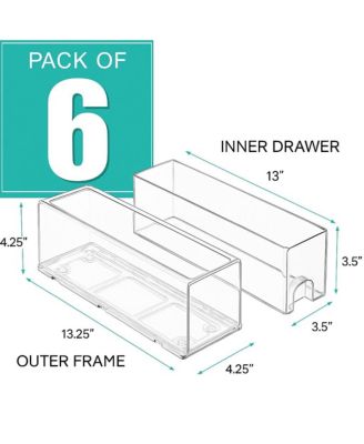 6 Pack Small Clear Stackable Pull Out Refrigerator Organizer Bins -  for Kitchen, Refrigerator, Freezer, Organization and Storage