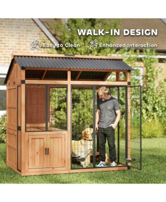 Extra Large Dog House with Activity Platform, Storage Cabinet