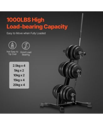 Weight Plate Rack, L-Frame Plate Tree for 2-Inch Weight Plates, 1000 lb Capacity Storage Stand