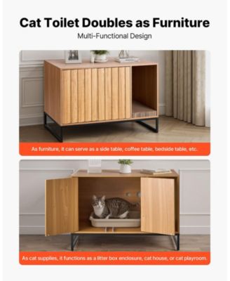 31.5" Wooden Litter Box Enclosure with Scratch Pad & Storage