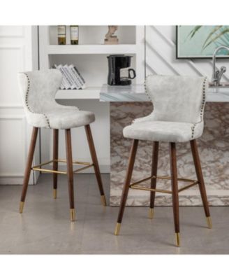 Elegant Mid-Century Barstools with Button Tufted Backs