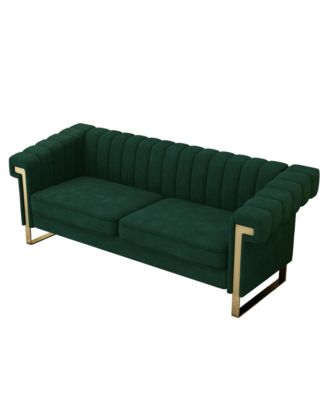 Modern Plush Sofa with Gold Accents Soft, Comfortable, and Stylish