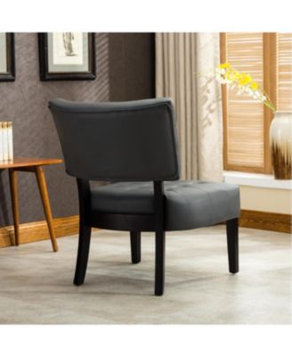 Blended Leather Tufted Accent Chair with Oversized Seating