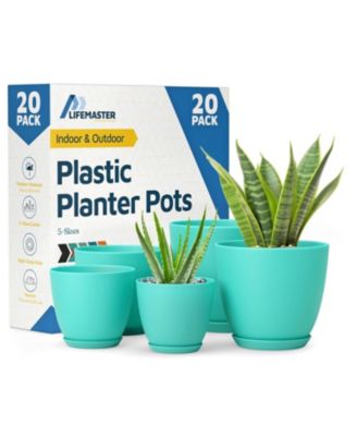 Planter Pots with Drainage Holes, Lightweight, Durable & Space-Saving Indoor & Outdoor Plastic Planters, Modern Design