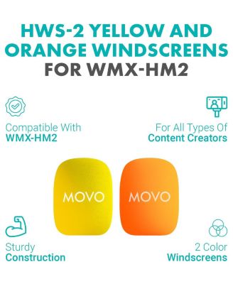 HWS-2 Colored Windscreens WMX-HM2 & Rode Interview GO (Yellow/Orange)