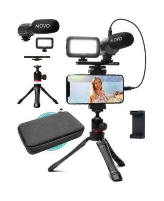 iVlogger Vlogging Kit for iPhone with Light, Mic, Phone Mount, Tripod (Lightning)
