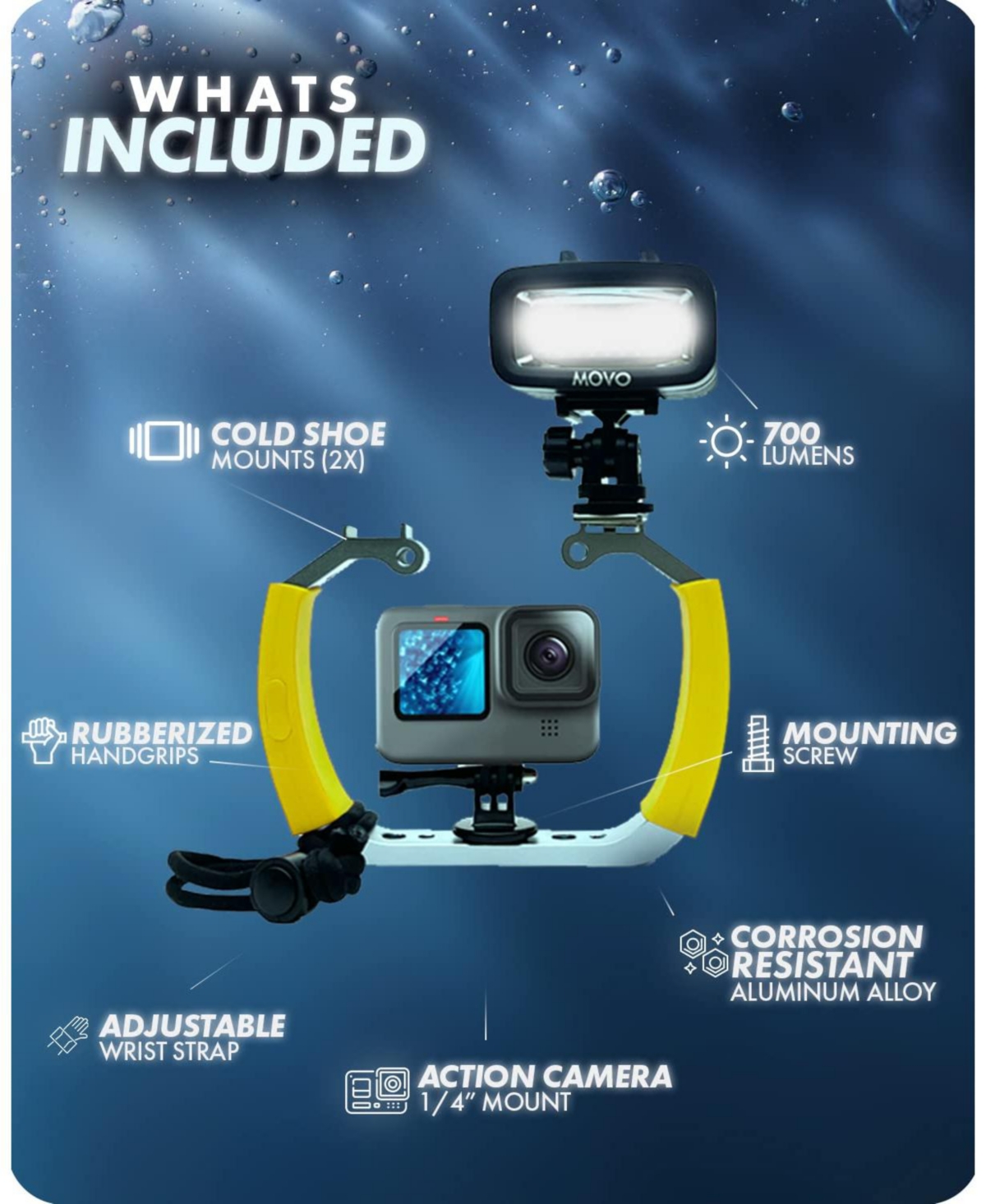 Movo DiveRig4 Diving Rig Bundle with Waterproof Led Light