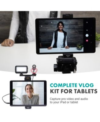 Tablet Vlogging Kit for iPad with Mic, Light, Full-Size Tripod
