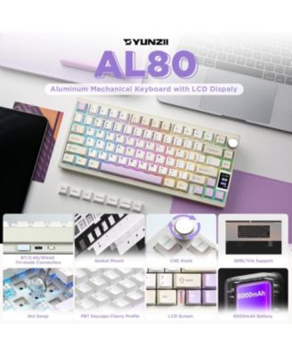 AL80 Wireless Mechanical Keyboard,Full Aluminum CNC, Smart LCD Display,Hot Swappable Gasket Mount 75% Layout