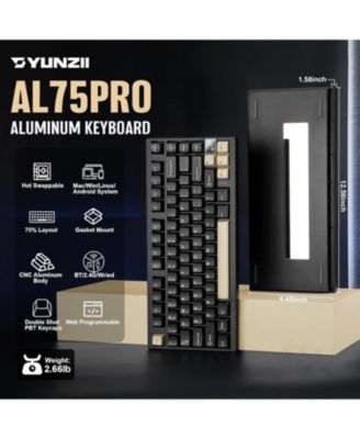 AL75 PRO 75% Wireless Mechanical Gaming Keyboard,Full Aluminum CNC,BT/2.4G/Wired,PBT Keycaps,Gasket Mounted Hot Swap,Custom RGB Backlight
