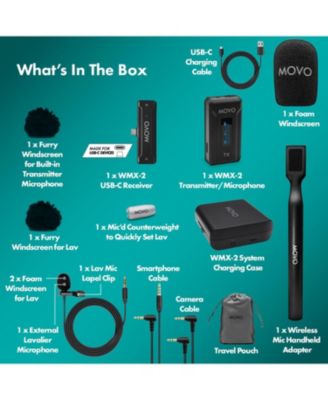 WMX-2-C USB-C Wireless Lavalier Microphone for iPhone 15/Android/USB C Devices with WMX-HM Handheld Adapter