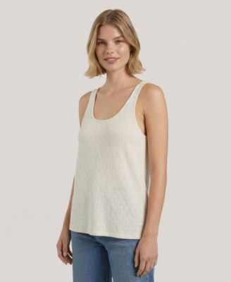 Women's Sleeveless Pointelle Scoop Neck Sweater Tank Top