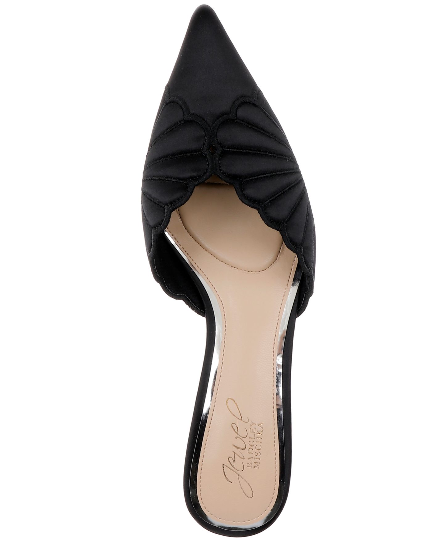 Женские сабо Jewel Badgley Mischka Palmer Slip-On Evening Mule, цвет: Чёрный атласный — фото 4