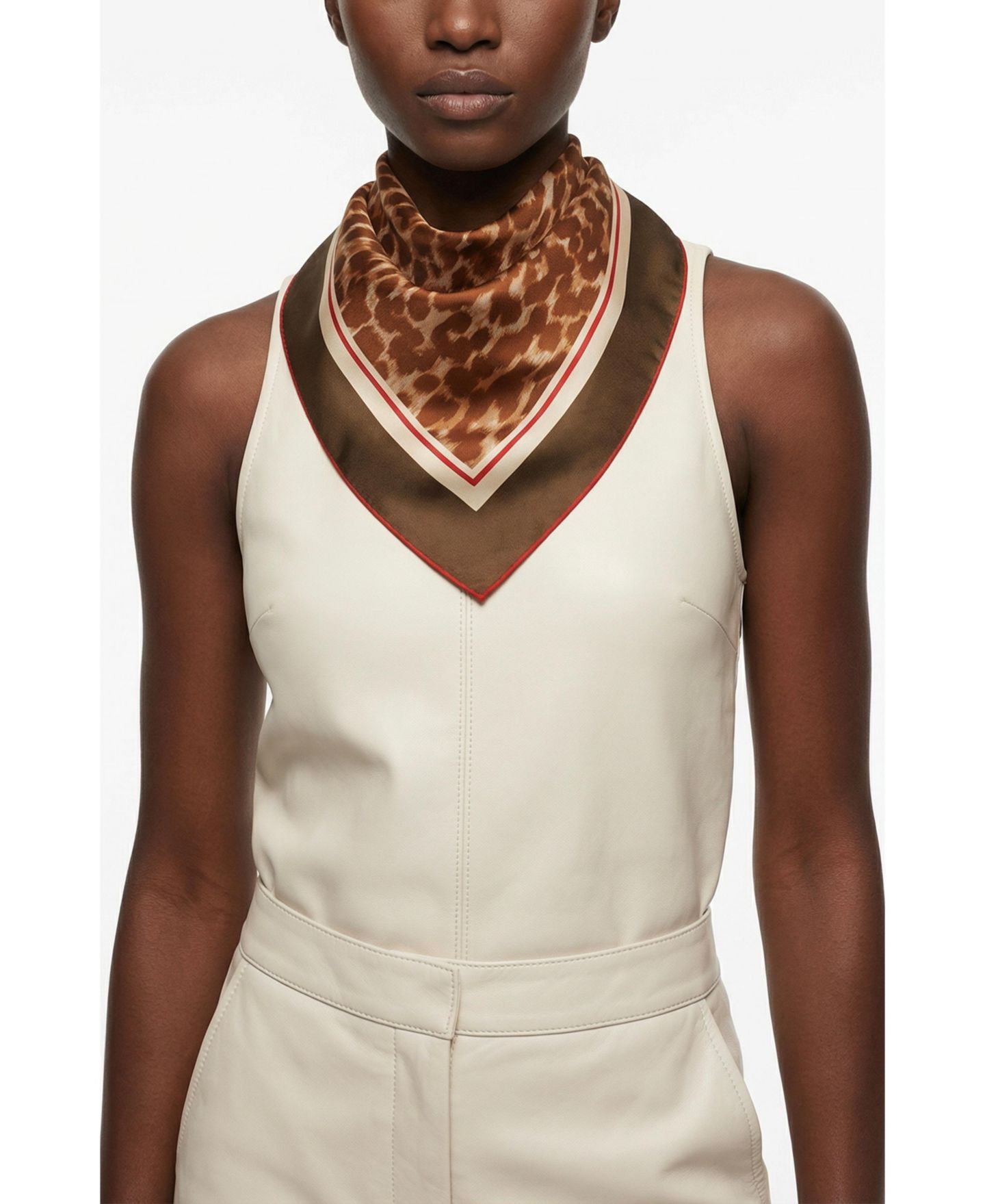 Женский шарф Jessie Zhao New York Leopard Allure Double Sided Silk, цвет: Коричневый — фото 6