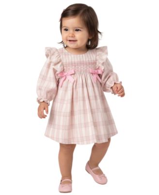Baby Girls' Pinafore Plaid Smocking Dress and Bloomers