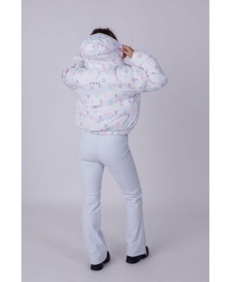 Women's White Print Chic Puffer Jacket