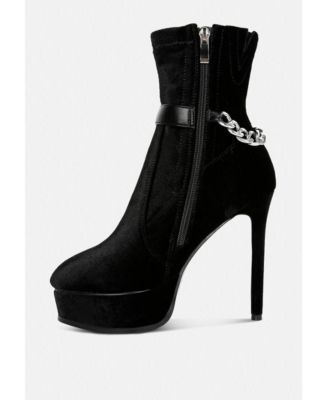 ZEPPELIN Womens High Platform Velvet Ankle Boots