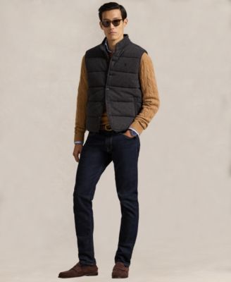 Men's Herringbone Print Estate Mock-Neck Rib Vest