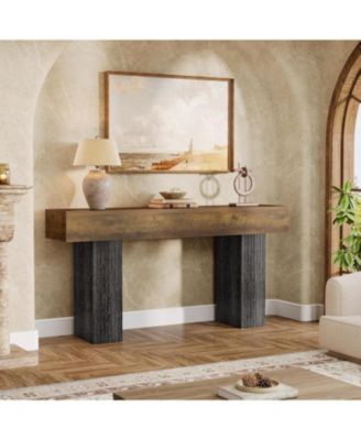 63" Long Entryway Table, Farmhouse Console Table Behind The Couch, Wooden Foyer Stand Entry Station for Entrance