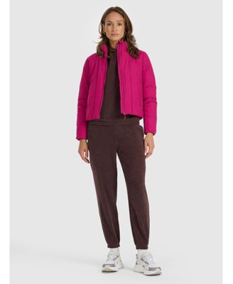 Women's down jacket with synthetic filling - pink