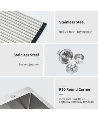 huluwat 33x22x10inch Kitchen Sink Drop In Topmount Stainless Steel Single Bowl 16 Gauge