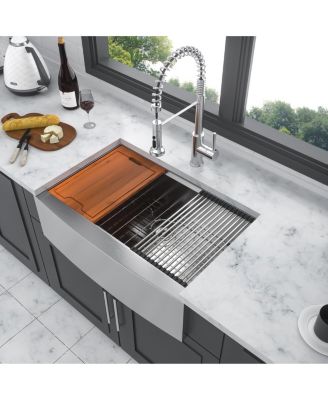 huluwat 33x22x10inch Stainless Steel Farmhouse Kitchen Sink Apron Front Workstation 16 Gauge