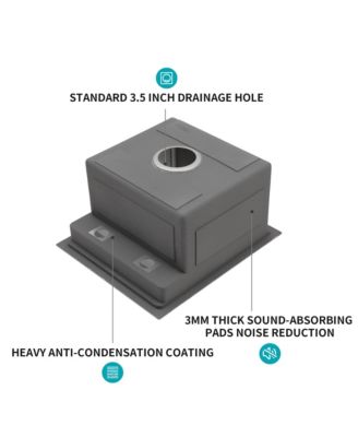 15x17x9inch Undermount Bar Sink with Folding Faucet Single Bowl 16 Gauge Stainless Steel