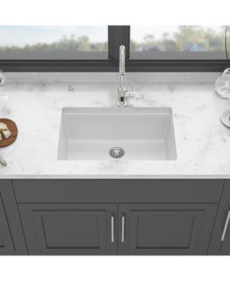 huluwat 28x19x9.65inch White Quartz Composite Kitchen Sink Undermount Workstation