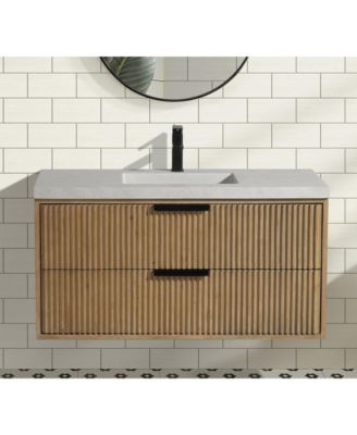 San Diego 42" Floating Bathroom Vanity, Weathered Fir