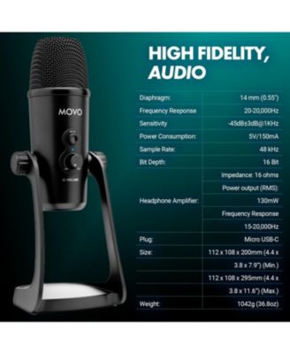 UM700 Desktop Studio USB Microphone with Stereo, Cardioid, Omnidirectional, and Bi-Directional Polar Patterns