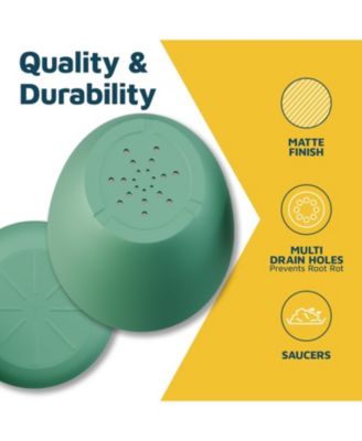 Multicolor Plant Pots 20 Pack with Drainage Holes & Saucers, Stackable Indoor & Outdoor Planters for Houseplants & Flowers, Durable & Weatherproof.