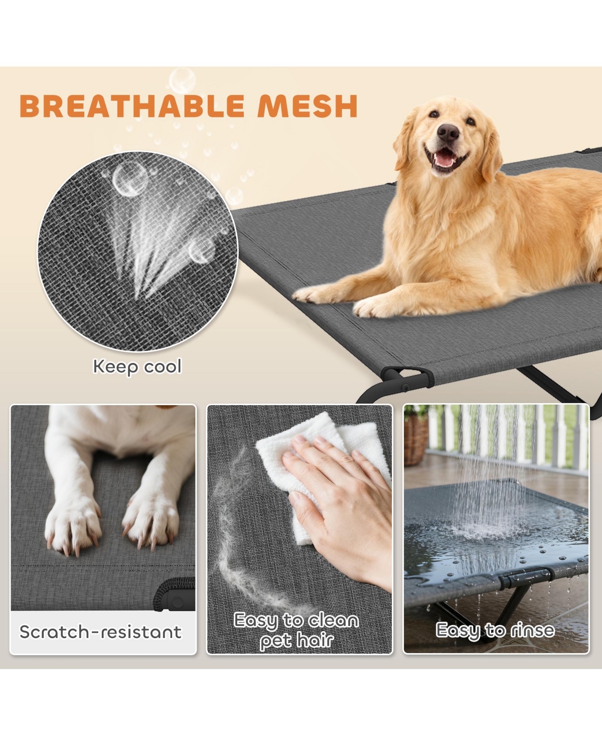 PawHut Elevated Dog Bed Outdoor Dog Bed for Large Breeds 59.8"