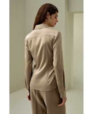 Women's Elegant Silhouette Silk Shirt