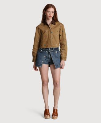 Women's Embellished Chore Spread Collar Jacket