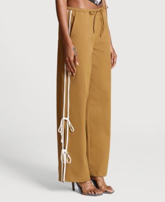 Women's Side Tie Mid Rise Elastic Pants