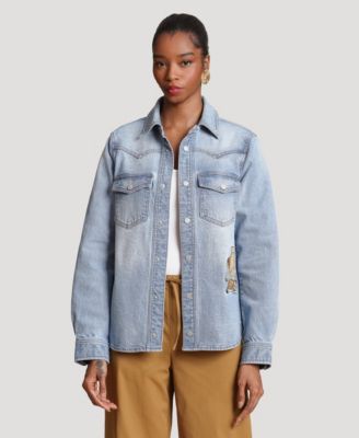 Women's Cheetah Embroidered Button-Front Shirt