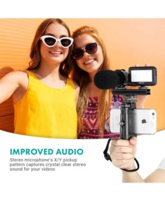 Vlog Kit V7 - YouTube Starter Kit with Grip, Stereo Microphone, Light, and Wireless Remote