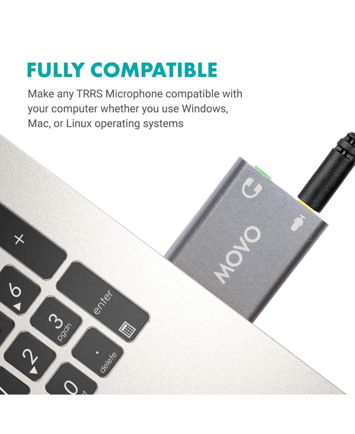 Movo Usb-AC1 Trrs Mic. to Usb 2.0 Sound Card Adapter