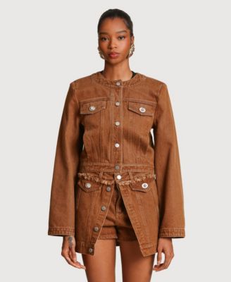 Women's Crop Trucker Crew Neck Jacket