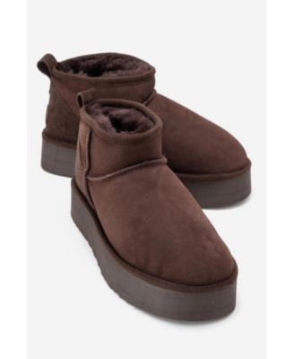 Women Havana Leather Platform Ankle Boot