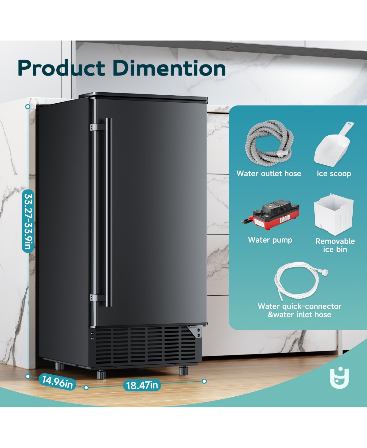 Euhomy 24-lb Ice Storage 80-lb Ice Per day Cubed Ice Maker ( Black )