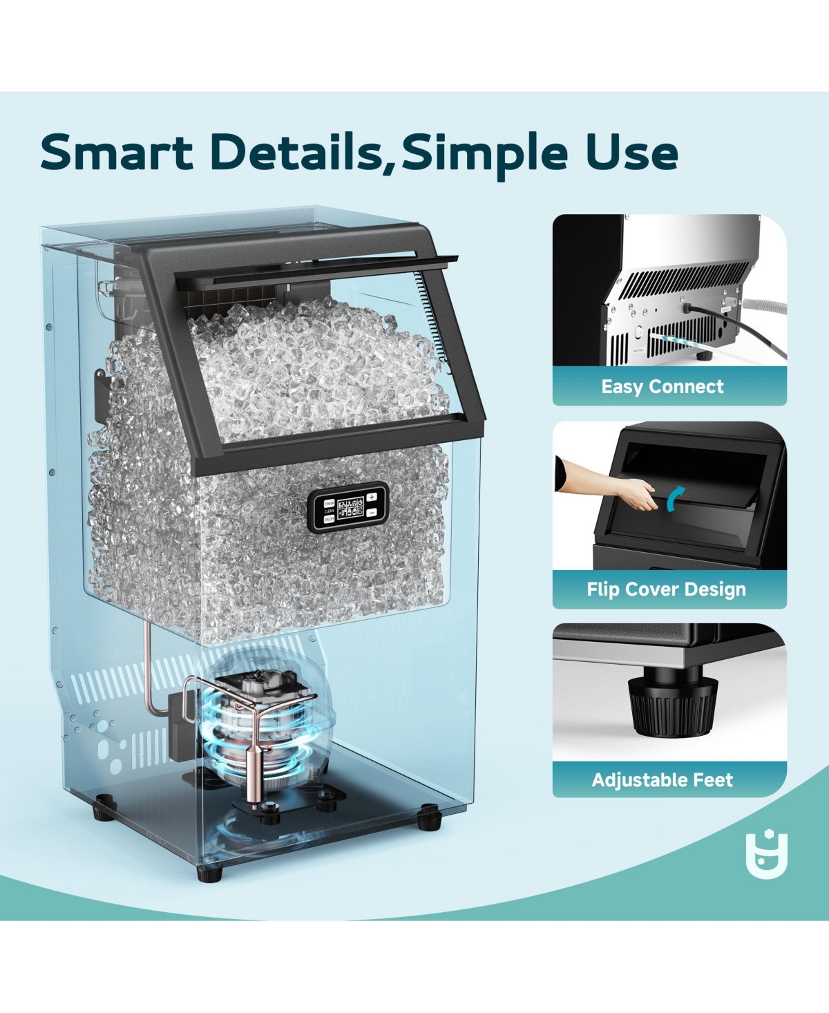 Euhomy Ice Storage 150-lb Ice Per day Freestanding Cubed Ice Maker