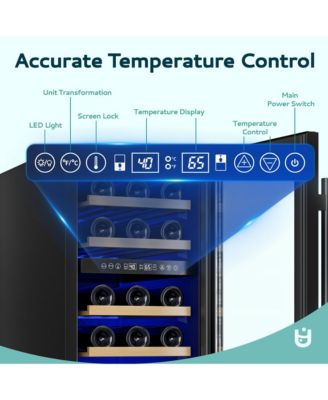 15-in W 30Bottles Capacity Black Built-in/Freestanding Indoor Beverage Refrigerator with Glass Door