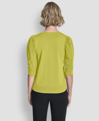 Women's Puff-Sleeve V-Neck Sweater
