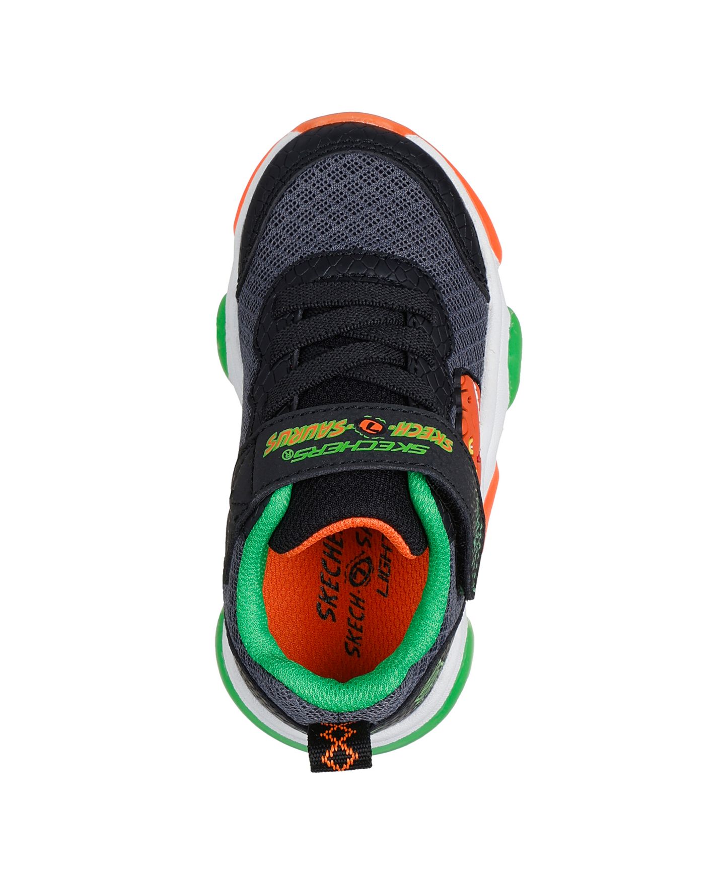 Детские кроссовки Skechers Mighty Glow 2.0 Dino Bolt со светом на липучках, цвет: Чёрный / Белый — фото 5