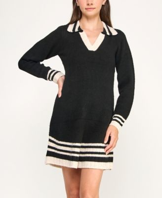 Juniors' Collared Sweater Polo Dress