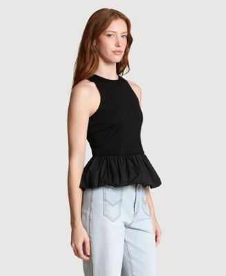 Women's Peplum Crew Neck Tank Top