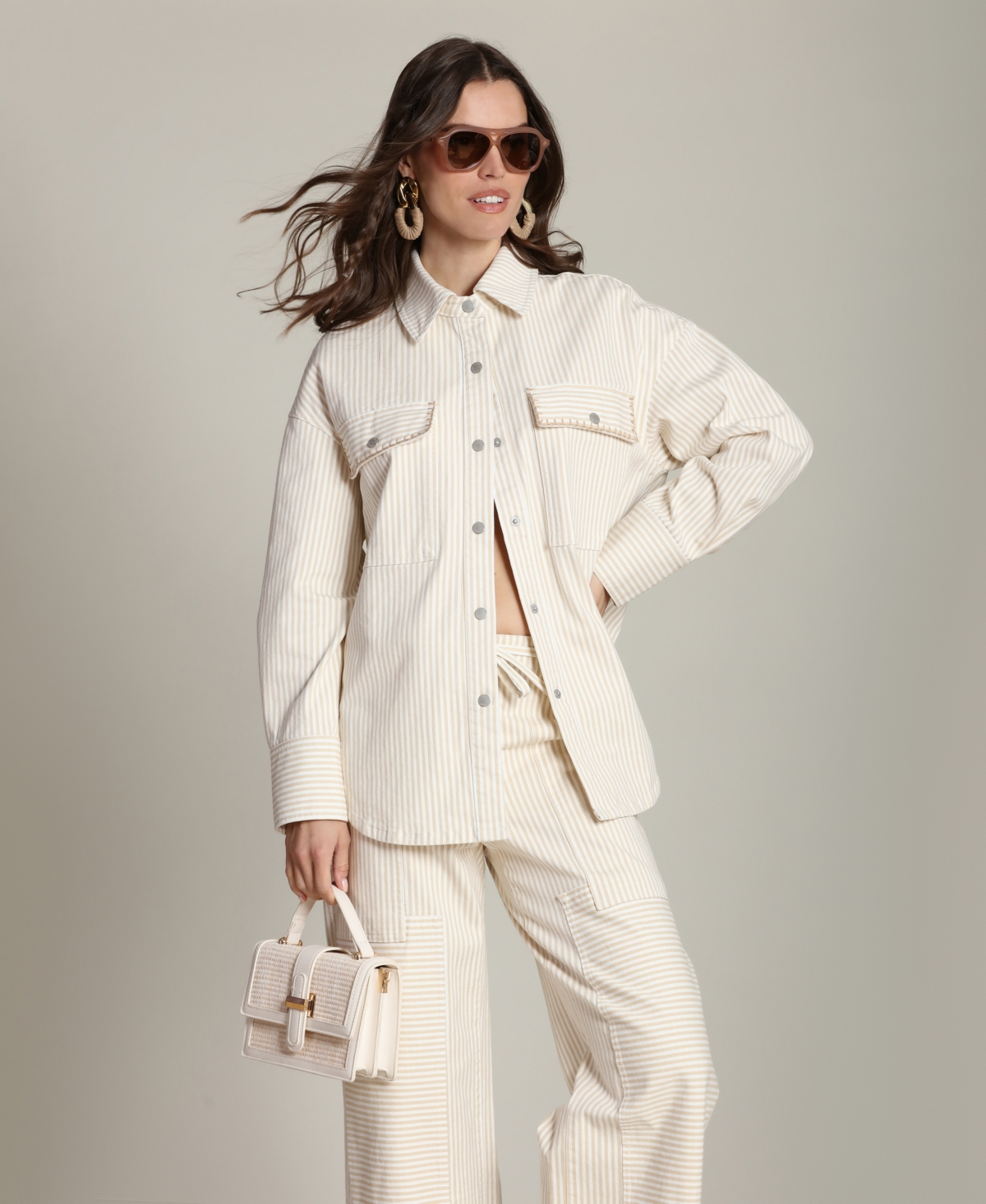 Avec Les Filles Women's Collared Oversized Shirt