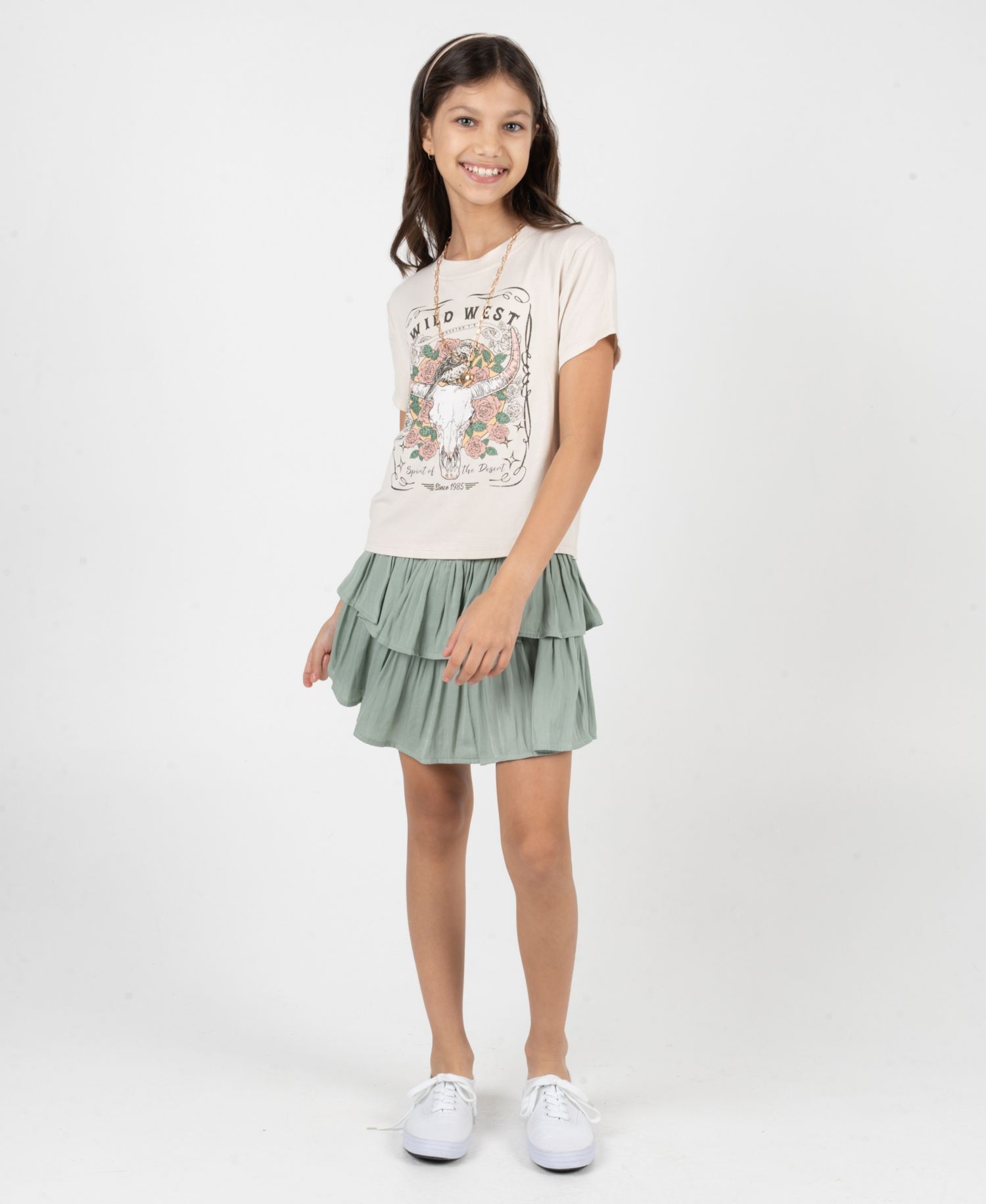 Girls' 7-12 Short-Sleeve T-Shirt and Skort, 2-Piece Set
